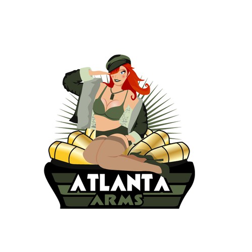 Vintage Pin up girl with modern twist for ammunition company.