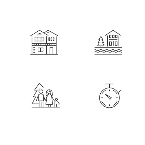 Set of 6 icons for tourist rental in Quebec