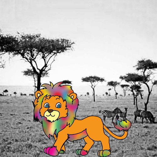 design for colorful lion