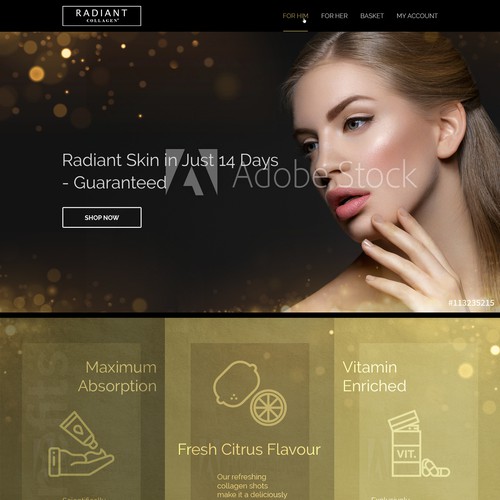 Web design concept for Radiant Collagen