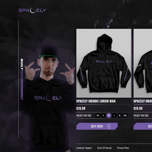 Landing page for a hoodies shop