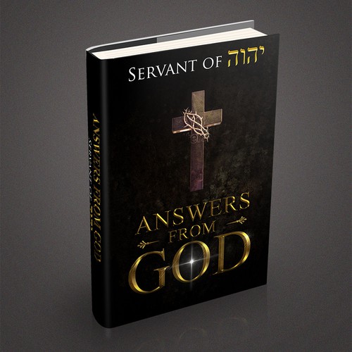 Create a book cover that powerfully illustrates obtaining answers from God.
