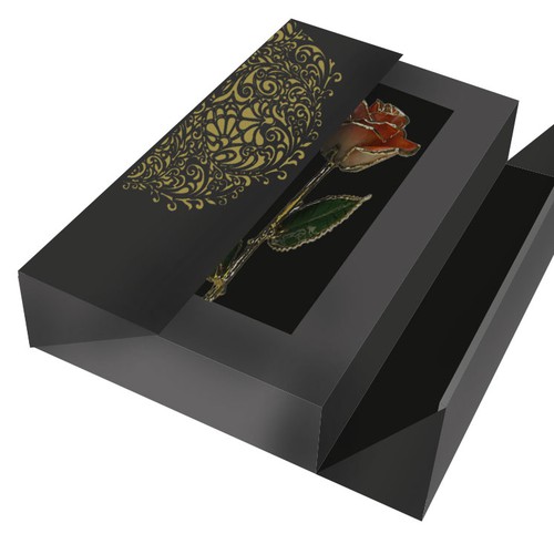 Design a capturing packaging for a luxury gold dipped flower