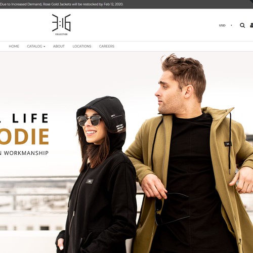 Homepage banner design for lifestyle apparel website