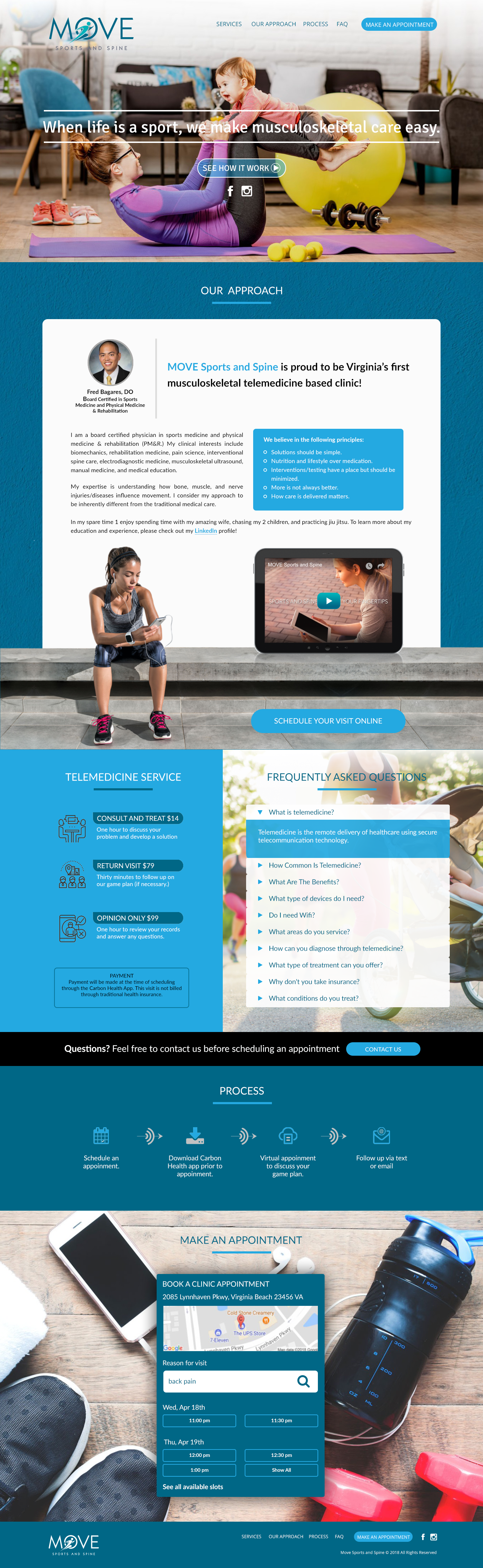 Design a landing page for a sports and spine telemedicine practice!