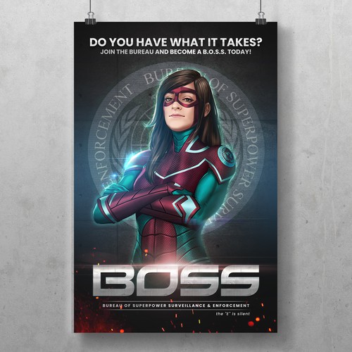 recruitment poster for the Bureau of Superpower Surveillance and Enforcement