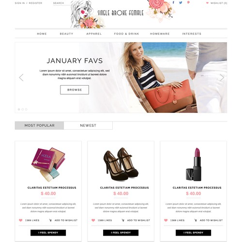 Product Curation Website Design - Audience Women (Wordpress)