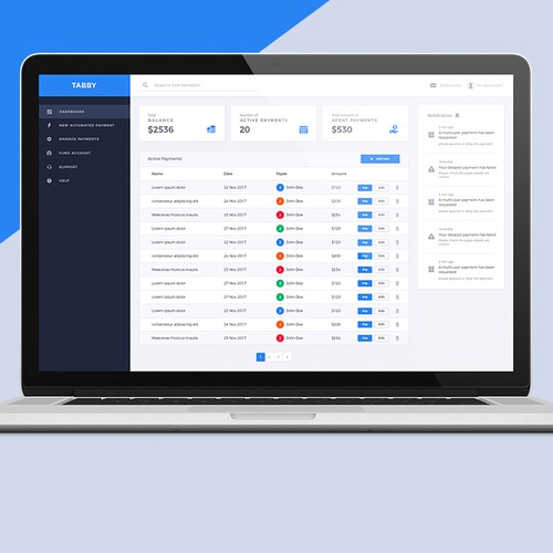 Payment desktop app design 