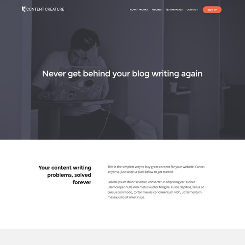 Flat website concept for content generating service