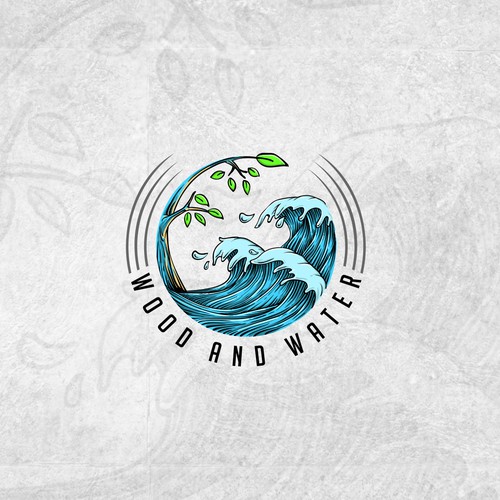 wood and water logo concept