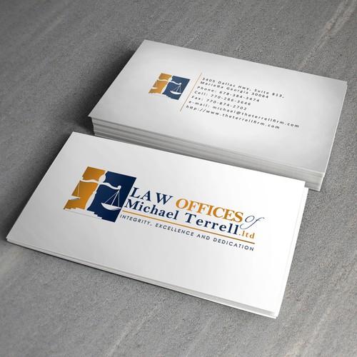 logo and business card for Terrell Law Firm, P.C.