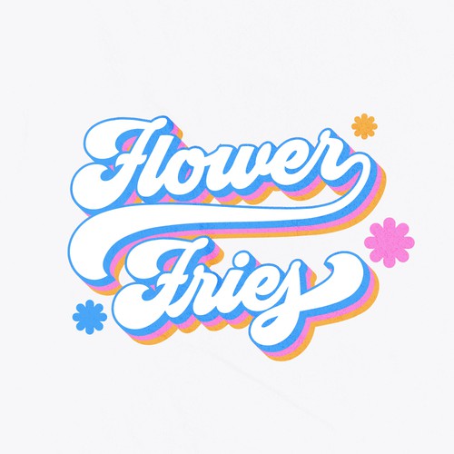 Hippie styled 60s, 70s flower power logo