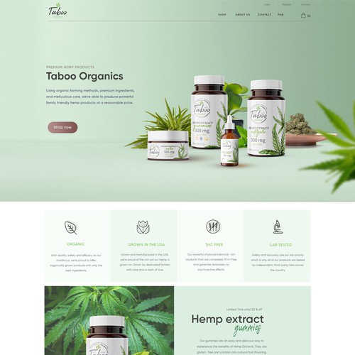 Taboo hemp product website design 