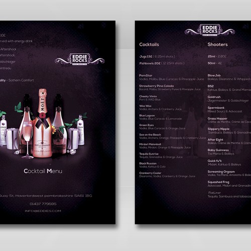 Nightclub requires new cocktail menu