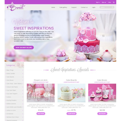 Sweet Inspirations web design