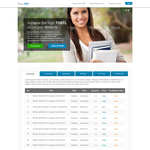 Create an iBT TOEFL Practice Website