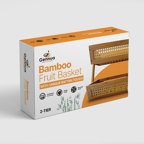 Minimalist and casual packaging for a bamboo fruit basket