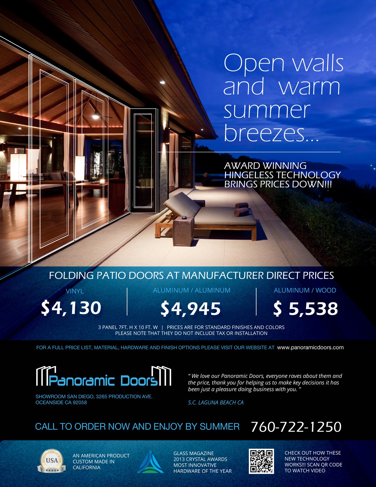 Create a unique magazine ad for a new and innovative award winning folding door!