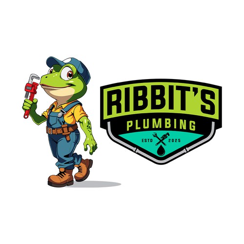  fun and professional FROG themed logo for our new plumbing company!