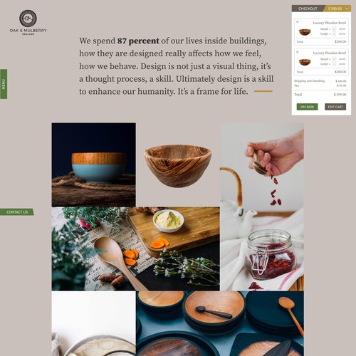 Oak & Mulberry Landing Page Checkout Design