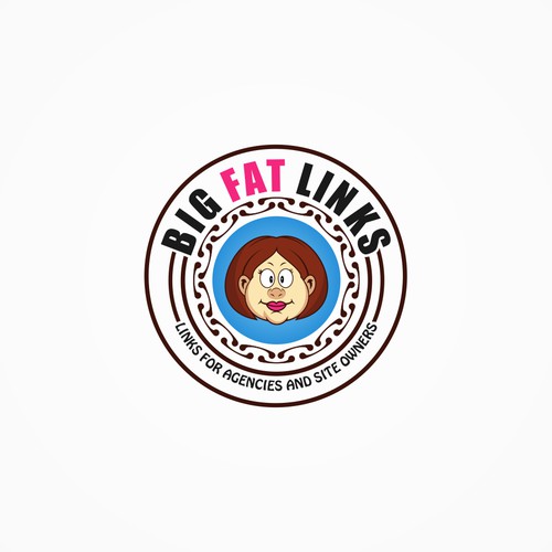 Badge Style logo featuring cartoon fat woman