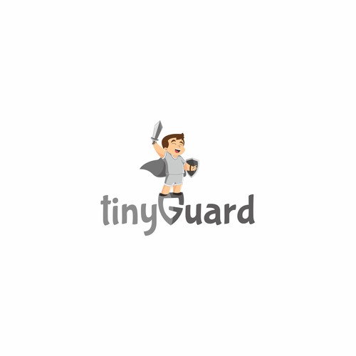 CONCEPT: TINY GUARD, A LITTLE CHILD  BRINGS A SHIELD AND A TOY SWORD WITH FULL OF HAPPINESS TO PLAY