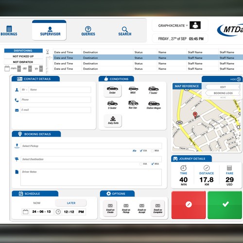 MTData needs a new web design for their cloud taxi booking application