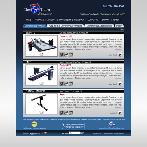 Motorcycle Trailer Retailer Needs eCommerce Design