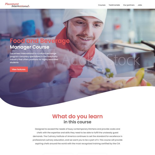 Landing page for a course