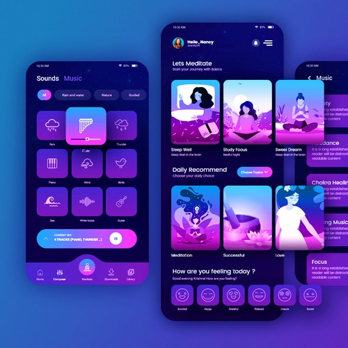 Meditation music App design