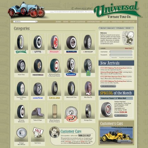 Vintage Tire website design