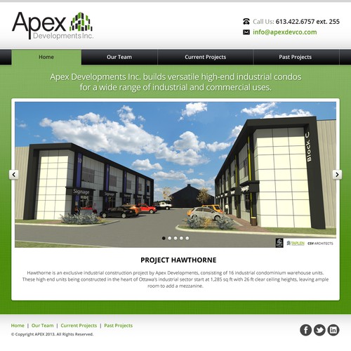 New landing page wanted for Apex Developments