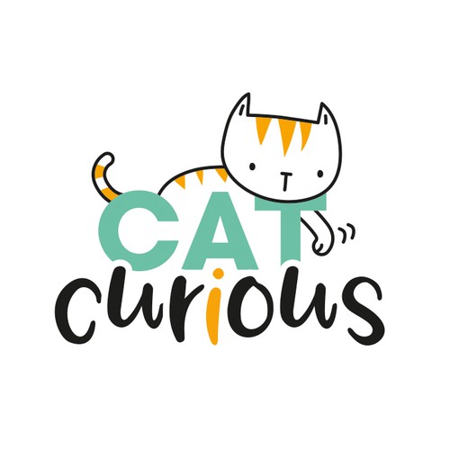 Cute cat vector illustration logo design