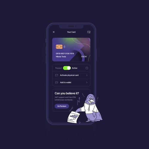 App: Debit card screen