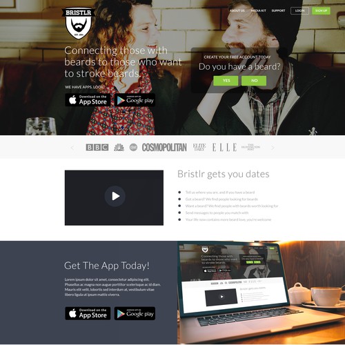 Bristlr Online Dating App Landing Page