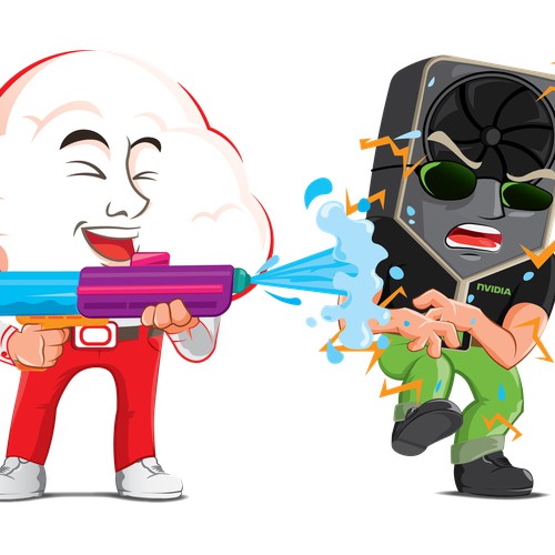 two mascot fighting