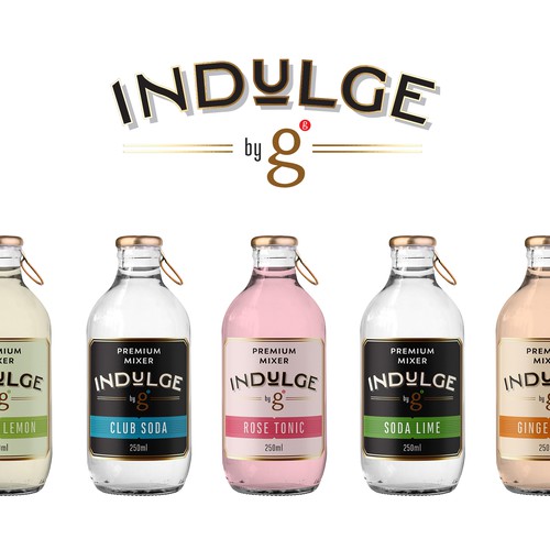Logo and labels for range of premium tonic drinks