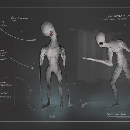 Concept Design for a drone-like Character in a Horror-Game