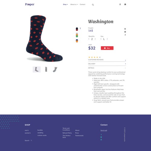 Custom Sock Interactive Website Redesign / card