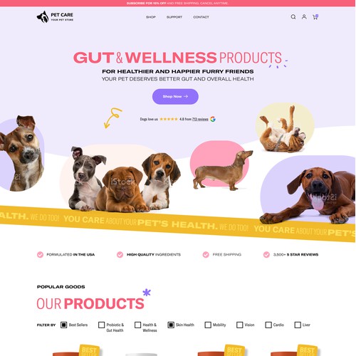 Funky Dog health supplement subscription site