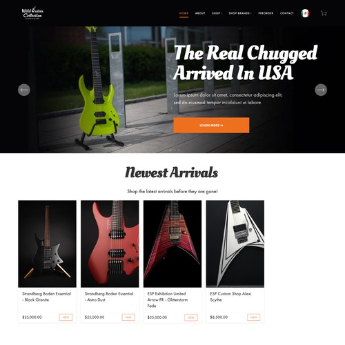 Wild Guitar Collections USA Ecommerce Design