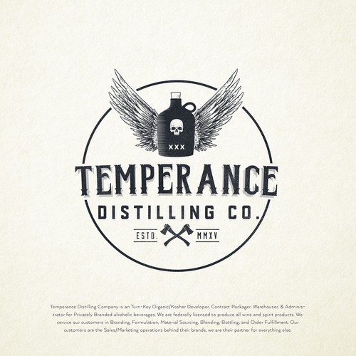 Logo concept for Temperance Distilling Company