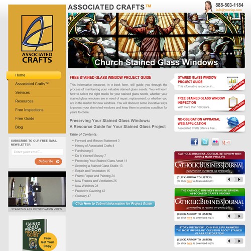 Associated Crafts - Church Stained Glass Windows needs a new website design