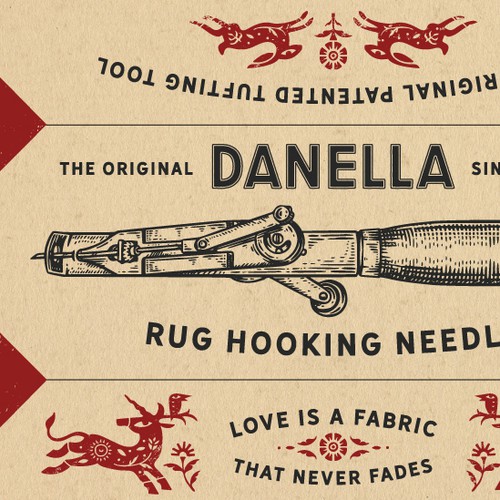 Danella Rug Hooking Needle Packaging design