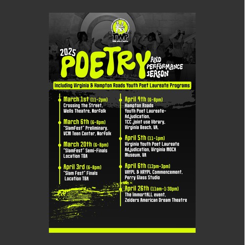 Flyer for Poetry & Performance Season