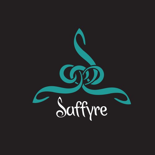 Saffyre Triquetra Celtic knot letter and word mark logo design