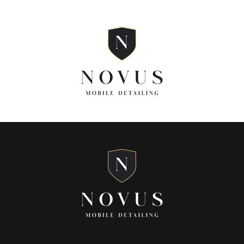 Minimal luxury monogram logo for NOVUS mobile detailing