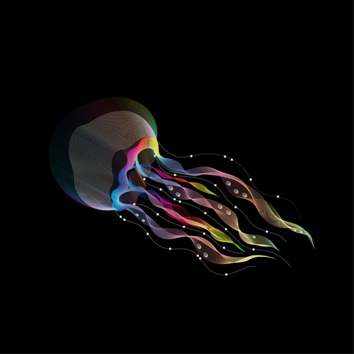 jellyfish illustration with gradient blend tools