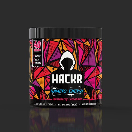 Label design for Gamers Energy supplement