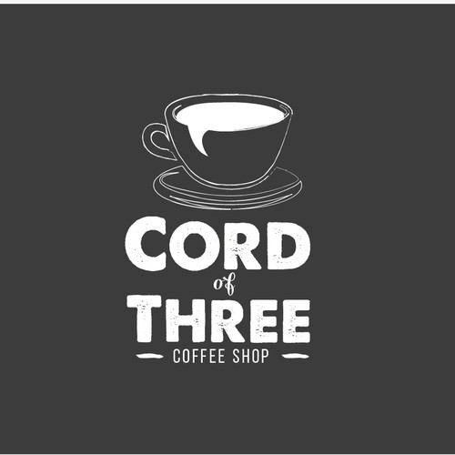 Create a unique logo for a cutting-edge,modern coffee shop named Cord of Three.